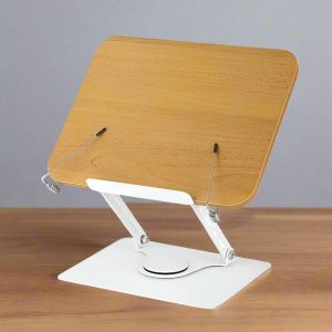 repose livre inclinable avec hauteur réglable rotation 360° chêne