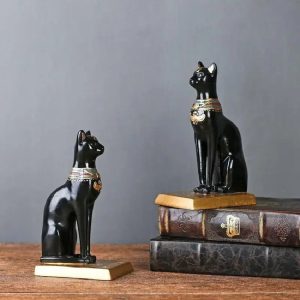 serre livres chat égyptien en résine